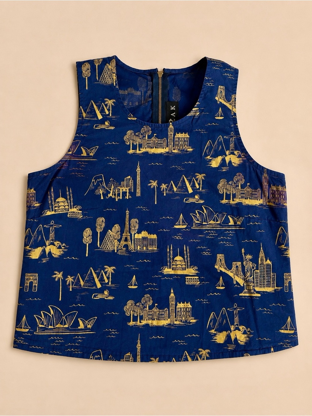 KAZAK World Landmarks Print 100% Cotton Tank / Made in Canada – Size S